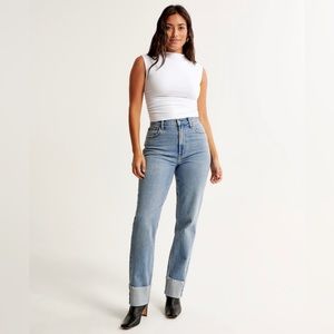 SOLD Abercrombie and Fitch Curve Love 90’s Straight Jeans w/ Cuff Hem